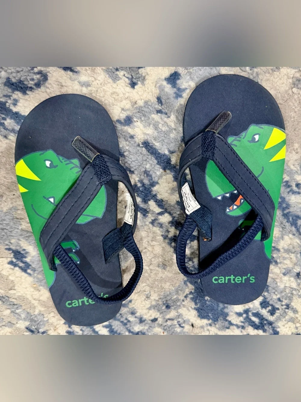 Carter's Navy and Green Dinosaur Toddler Flip Flops